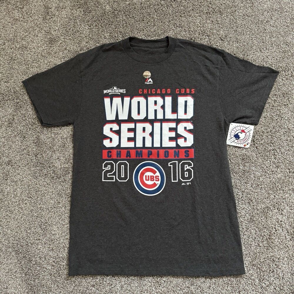 MLB Majestic 2016 World Series Champions CHICAGO CUBS T-shirt Adult Size Medium